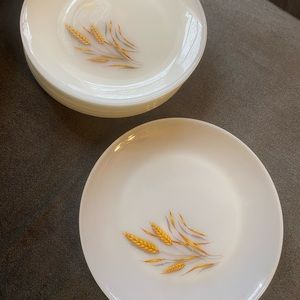 Nine fire king wheat design dinner plates pristine condition